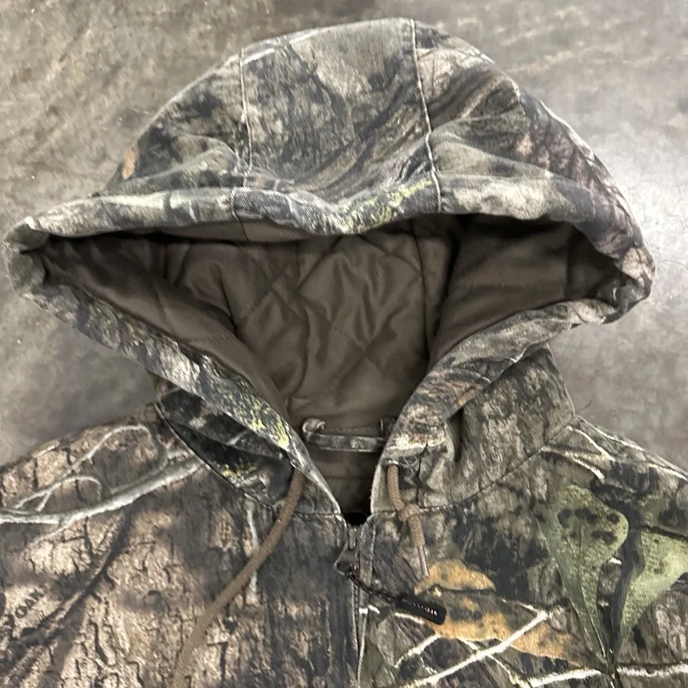 MOSSY OAK Hooded Insulated Camo Hunting Jacket Men's XL Full Zip Quilted 2276